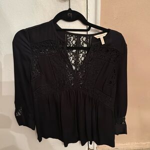 lace, long sleeve blouse with a v neckline